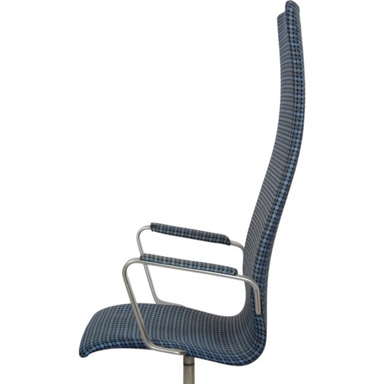 Arne Jacobsen Høj Oxford stol i blåt stof