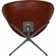 Arne Jacobsen høj Svanestol i patineret cognac anilin læder