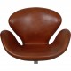 Arne Jacobsen høj Svanestol i patineret cognac anilin læder