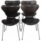 Set of 4 Arne Jacobsen Seven chairs in patinated black anilin leather