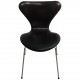 Sæt af 4 Arne Jacobsen Syver stole i patineret sort anilin læder