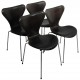 Sæt af 4 Arne Jacobsen Syver stole i patineret sort anilin læder