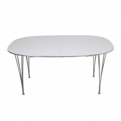 Piet Hein hvid super ellipse bord med tillægsplader 100x150-250Cm