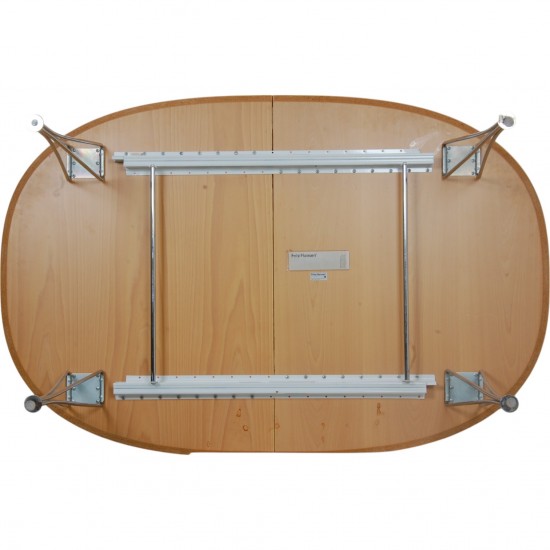 Piet Hein Super ellipse bord af bøg med udtræk 100x150-250Cm