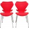 Sæt af fire Arne Jacobsen Syver stole i rødt stof