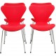 Sæt af fire Arne Jacobsen Syver stole i rødt stof