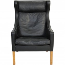 Børge Mogensen 2204 Øreklapstol i sort læder