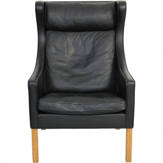 Børge Mogensen 2204 Øreklapstol i sort læder