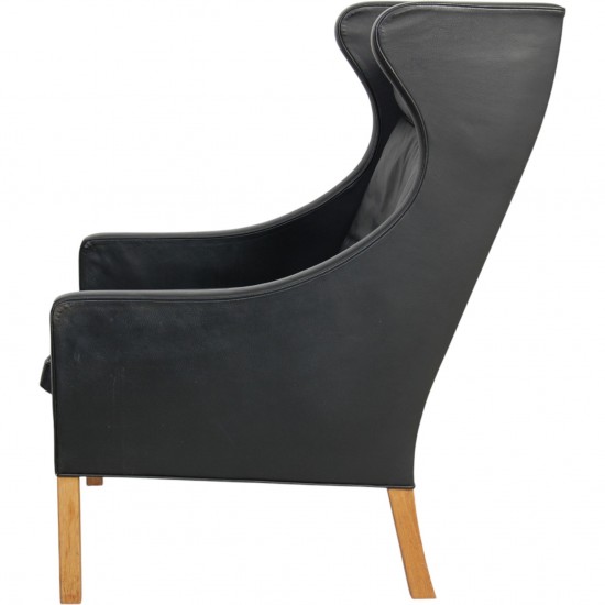 Børge Mogensen 2204 Øreklapstol i sort læder