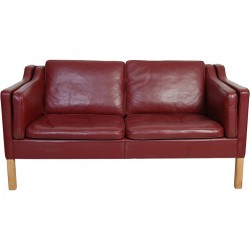 Børge Mogensen 2212 2.personers sofa i vinrødt læder