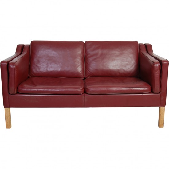 Børge Mogensen 2212 2.personers sofa i vinrødt læder