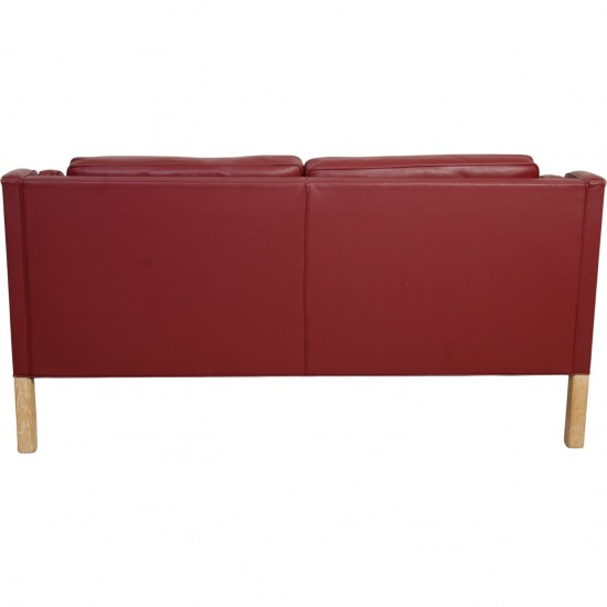 Børge Mogensen 2212 2.personers sofa i vinrødt læder