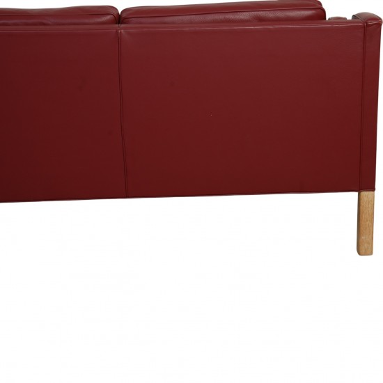 Børge Mogensen 2212 2.personers sofa i vinrødt læder