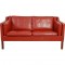 Børge Mogensen 2212 2.seater sofa in red leather