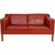 Børge Mogensen 2212 2.personers sofa i rødt læder