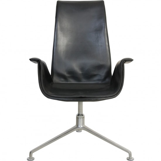 Fabricius og Kastholm høj Tulip stol i sort læder