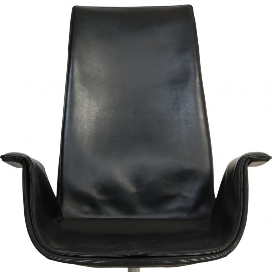 Fabricius og Kastholm høj Tulip stol i sort læder