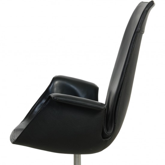 Fabricius og Kastholm høj Tulip stol i sort læder