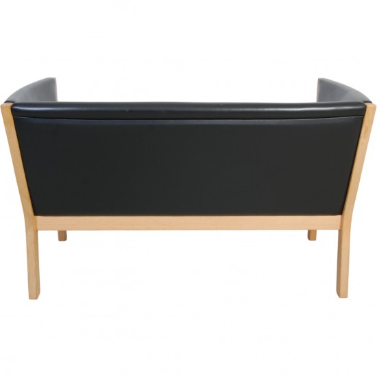 Hans Wegner 2.personers Ge285 sofa i sort læder