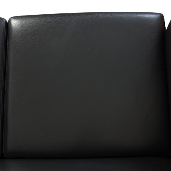 Hans Wegner 2.personers Ge285 sofa i sort læder