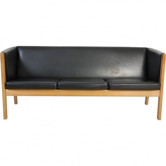 Hans Wegner 3-personers Ge285 sofa i sort læder