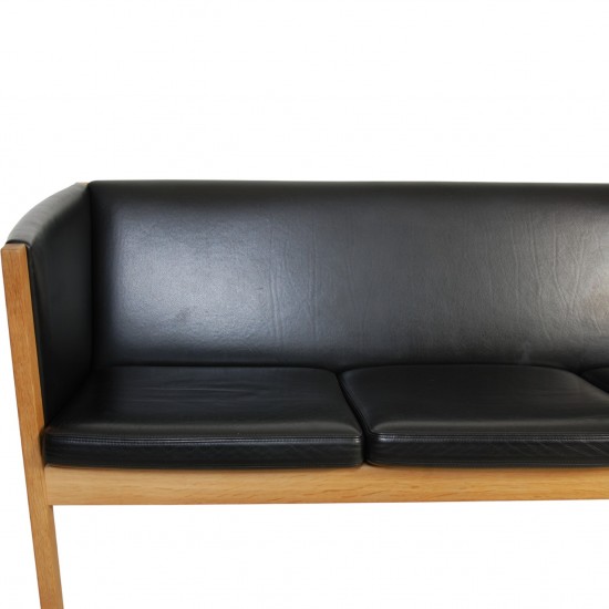 Hans Wegner 3-personers Ge285 sofa i sort læder