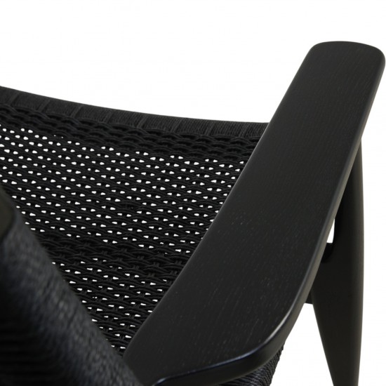 Hans Wegner sort CH25 loungestol i eg