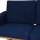 Hans Wegner GE236 3-personers sofa i blåt stof og eg