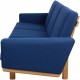 Hans Wegner GE236 3-personers sofa i blåt stof og eg