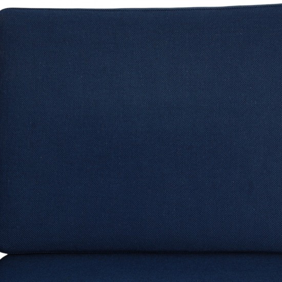 Hans Wegner GE236 3-personers sofa i blåt stof og eg