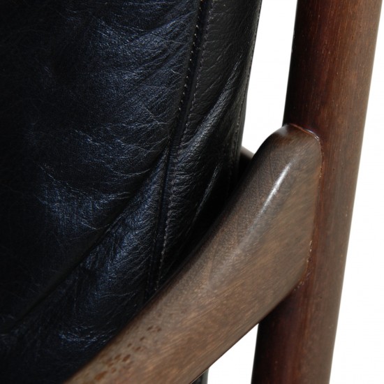 Ole Wanscher Colonial stol af mahogni og sort læder