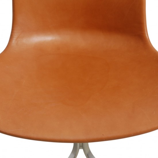 Sæt af 6 Poul Kjærholm PK9 stole i valnød Grace læder 2016