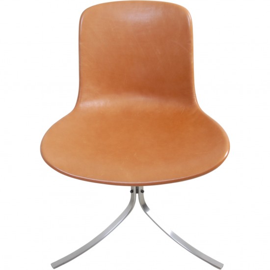 Sæt af 6 Poul Kjærholm PK9 stole i valnød Grace læder 2016