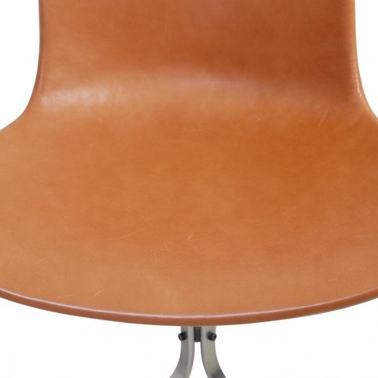 Sæt af 6 Poul Kjærholm PK9 stole i valnød Grace læder 2016