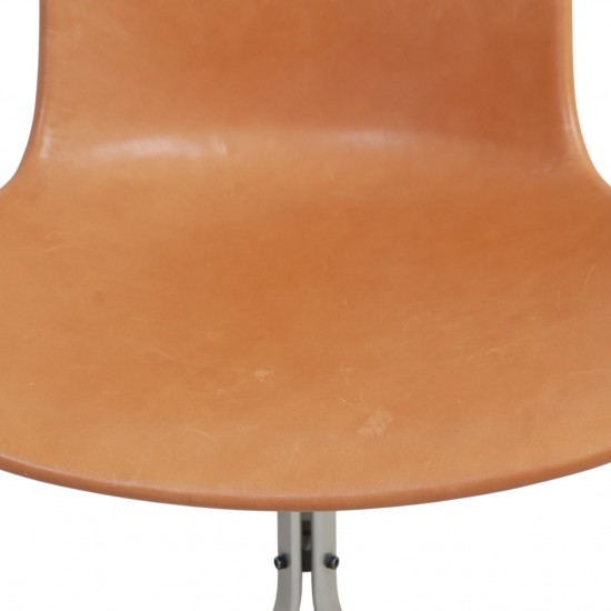 Sæt af 6 Poul Kjærholm PK9 stole i valnød Grace læder 2016