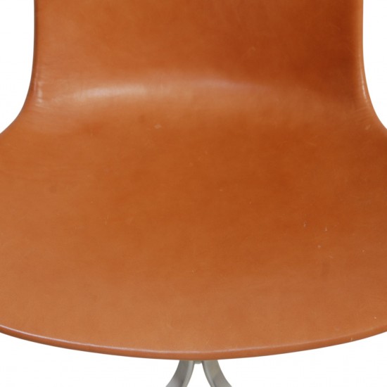 Sæt af 6 Poul Kjærholm PK9 stole i valnød Grace læder 2016