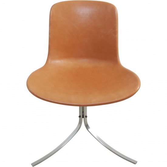 Sæt af 6 Poul Kjærholm PK9 stole i valnød Grace læder 2016