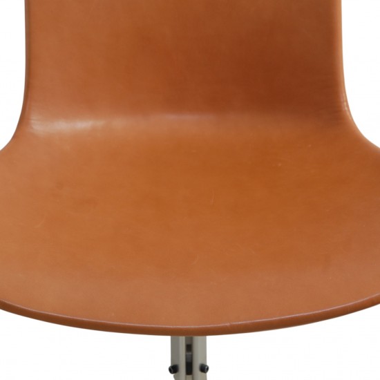 Sæt af 6 Poul Kjærholm PK9 stole i valnød Grace læder 2016