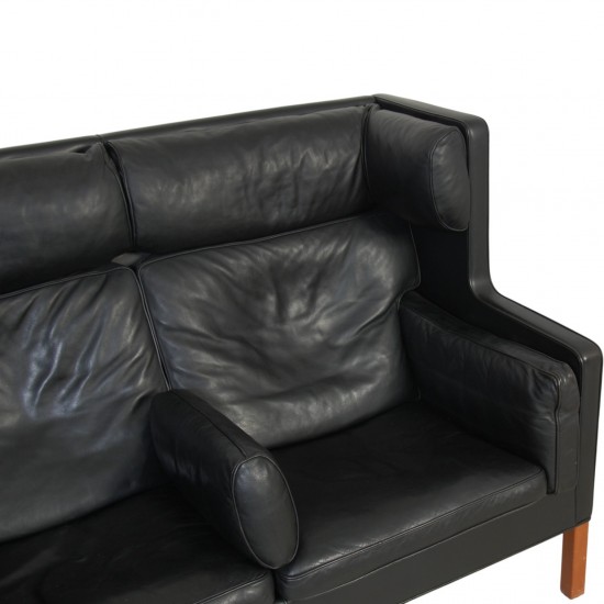 Børge Mogensen 2-personers Kupe sofa i sort læder 1980'erne