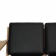 Hans Wegner 3-personers GE290 sofa i sort læder og sæbebehandlet eg