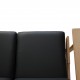 Hans Wegner 3-personers GE290 sofa i sort læder og sæbebehandlet eg