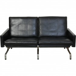 Poul Kjærholm PK31 2.personers sofa i sort Aura læder 1985