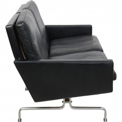 Poul Kjærholm PK31 2.personers sofa i sort Aura læder 1985