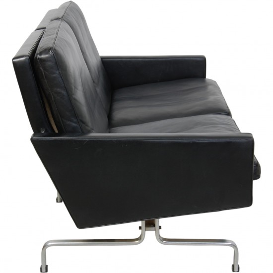 Poul Kjærholm PK31 2.personers sofa i sort Aura læder 1985