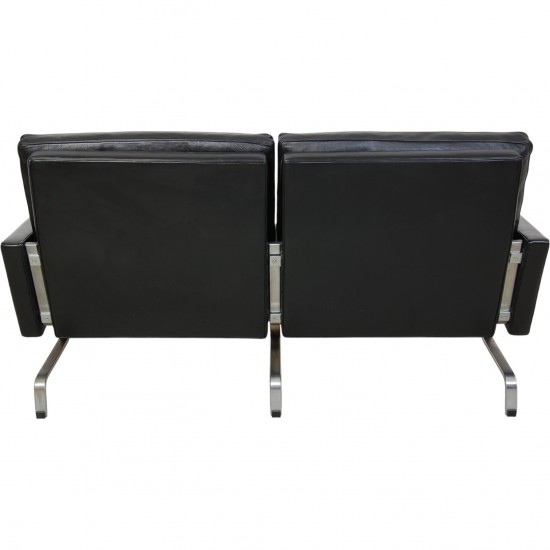 Poul Kjærholm PK31 2.personers sofa i sort Aura læder 1985