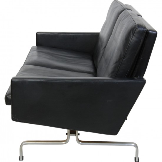 Poul Kjærholm PK31 2.personers sofa i sort Aura læder 1985