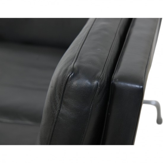Poul Kjærholm PK31 2.personers sofa i sort Aura læder 1985