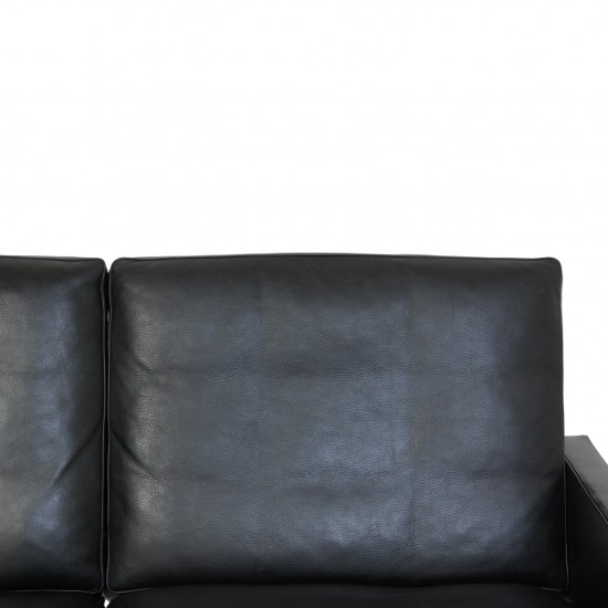 Poul Kjærholm PK31 2.personers sofa i sort Aura læder 1985