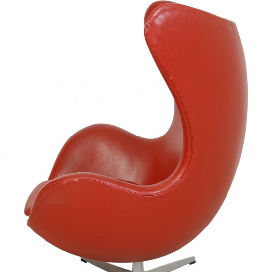 Arne Jacobsen Vintage Ægget stol i rødt læder