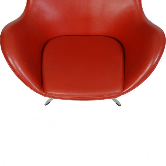 Arne Jacobsen Vintage Ægget stol i rødt læder
